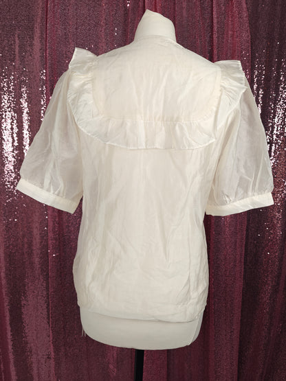 Babiliangliang cream prairie style frilly puff sleeve  blouse size M