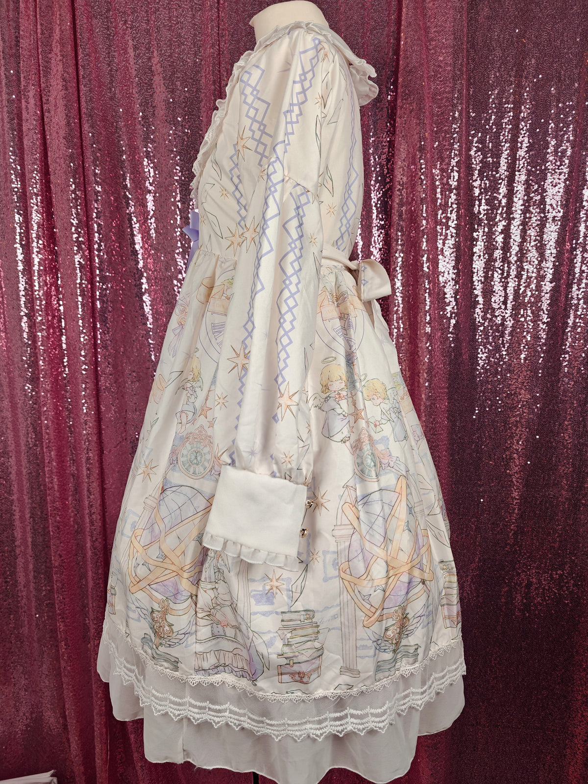 Cczzy white Cherubs globe print OP dress size XS