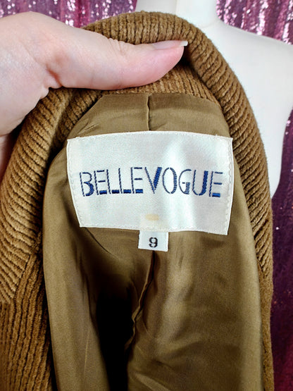Vintage Bella Vogue brown corduroy paisley embroidered blazer size M