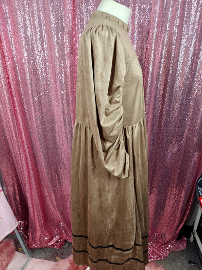 Escare brown velvet prairie style long dress size M