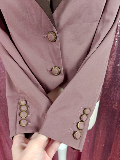Axes Femme dusty pink & brown lace romantic style blazer size M