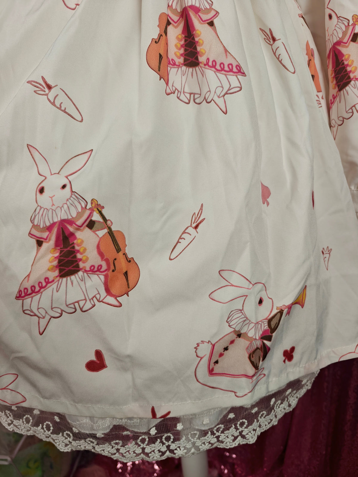 Unbranded white rabbit print OP dress size S-M