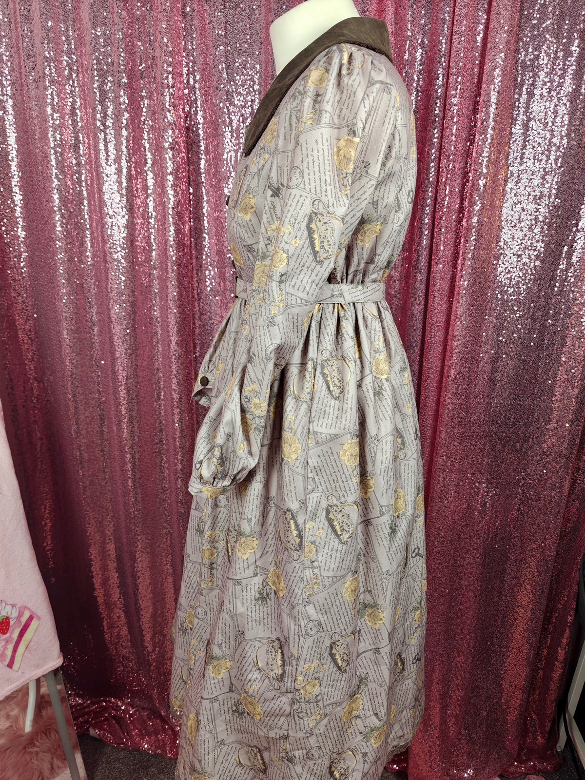 Axes Femme antique letter print vintage style long dress size S