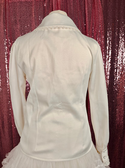 Lolitime white long sleeve gold floral embroidery classic Lolita blouse size XS