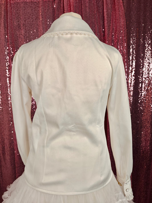 Lolitime white long sleeve gold floral embroidery classic Lolita blouse size XS
