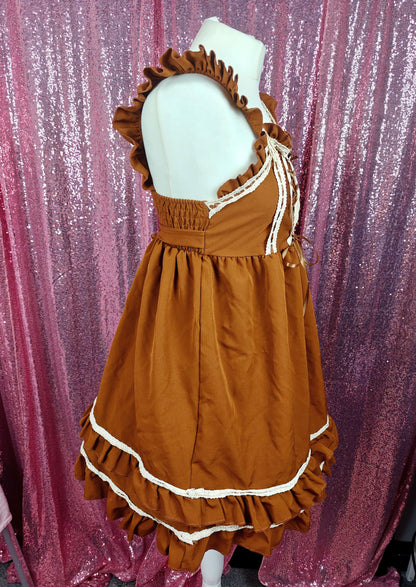 Sleep Doll brown & cream lace old school JSK dress size S
