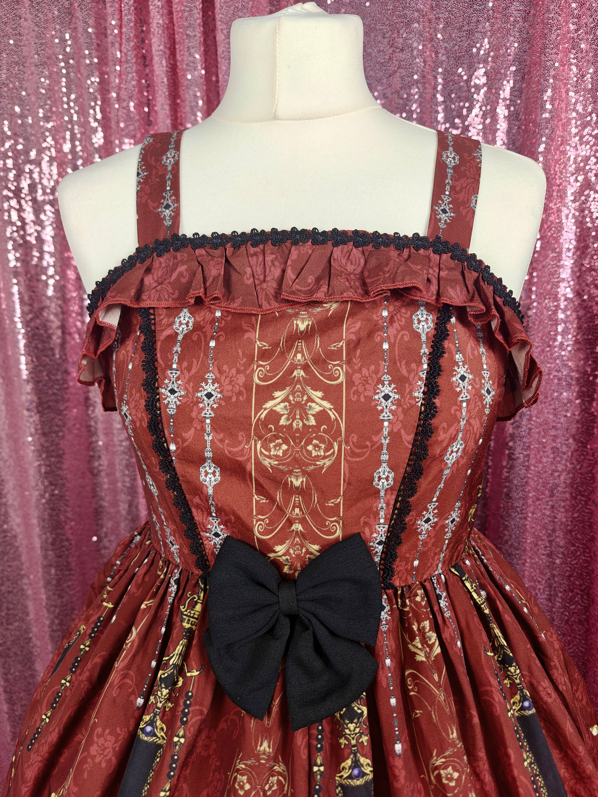 Yomi red cryptid creepy print JSK dress size S