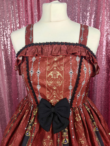 Yomi red cryptid creepy print JSK dress size S