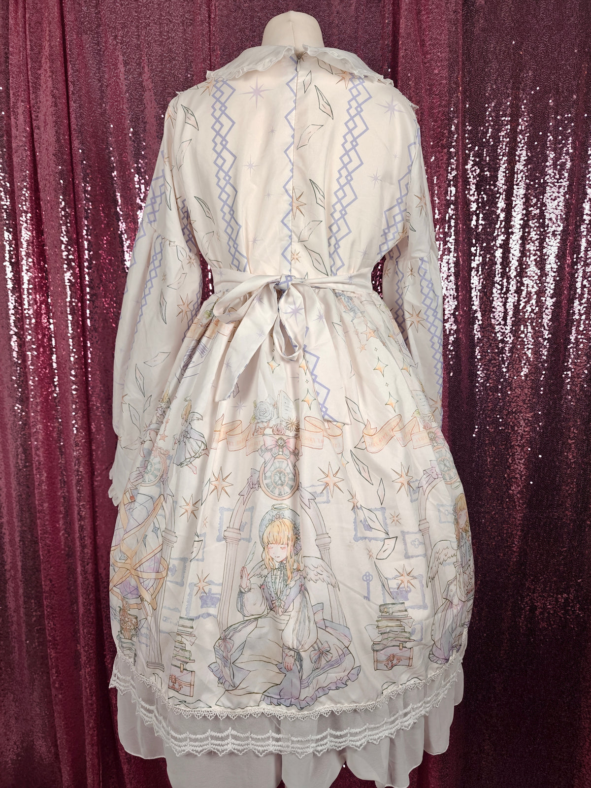 Cczzy white Cherubs globe print OP dress size XS