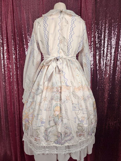 Cczzy white Cherubs globe print OP dress size XS