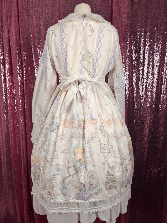 Cczzy white Cherubs globe print OP dress size XS
