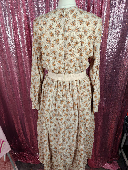 Blue East autumn flowers prairie style long dress size S