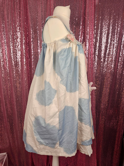 Tatata strawberry milk cow print salopette size plus