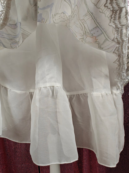 Cczzy white Cherubs globe print OP dress size XS