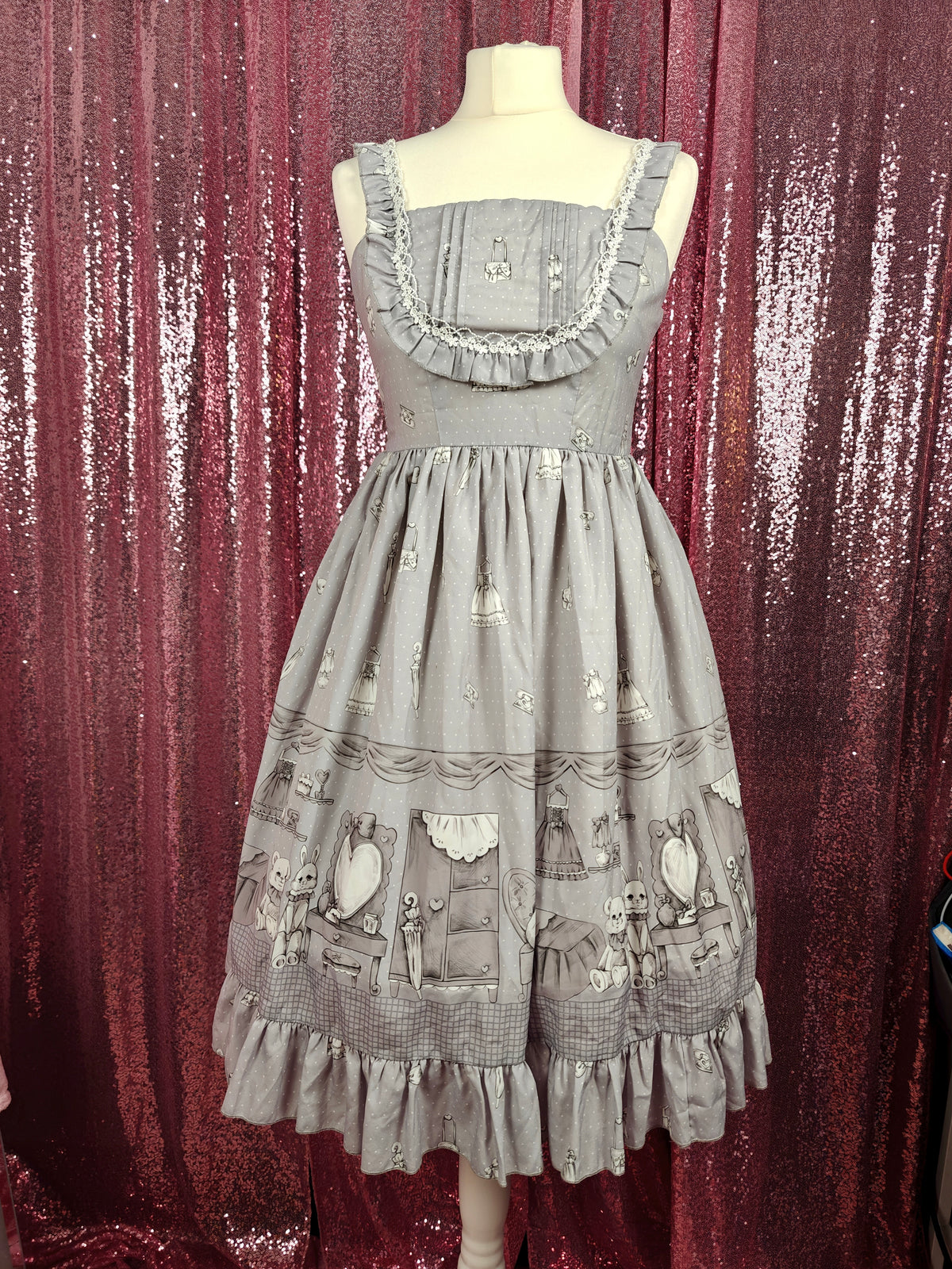 Eieyomi 'my room' print grey JSK dress size S