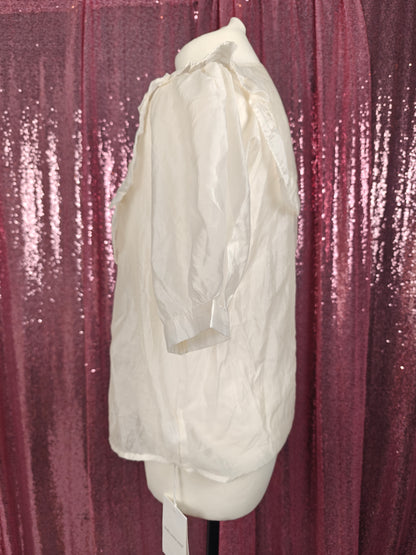 Babiliangliang cream prairie style frilly puff sleeve  blouse size M