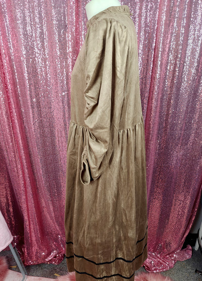 Escare brown velvet prairie style long dress size M