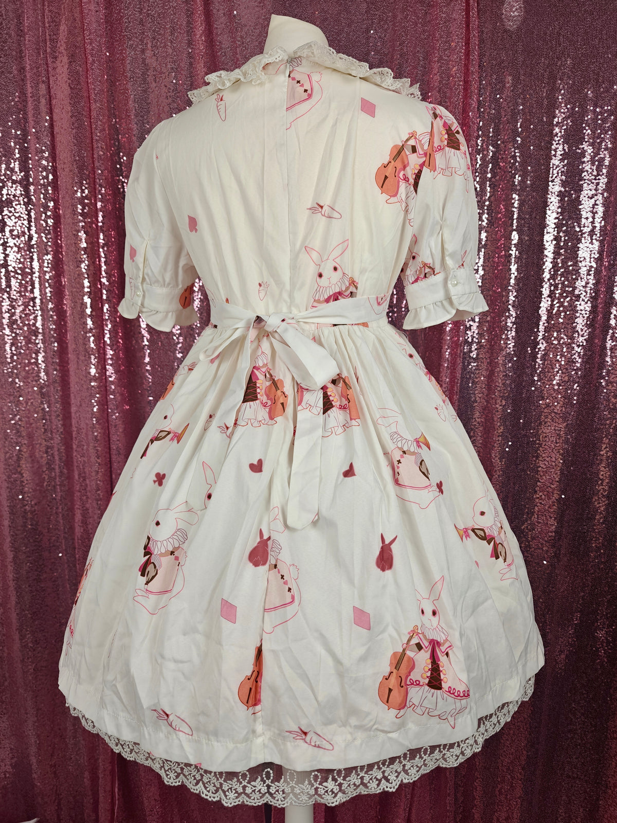 Unbranded white rabbit print OP dress size S-M
