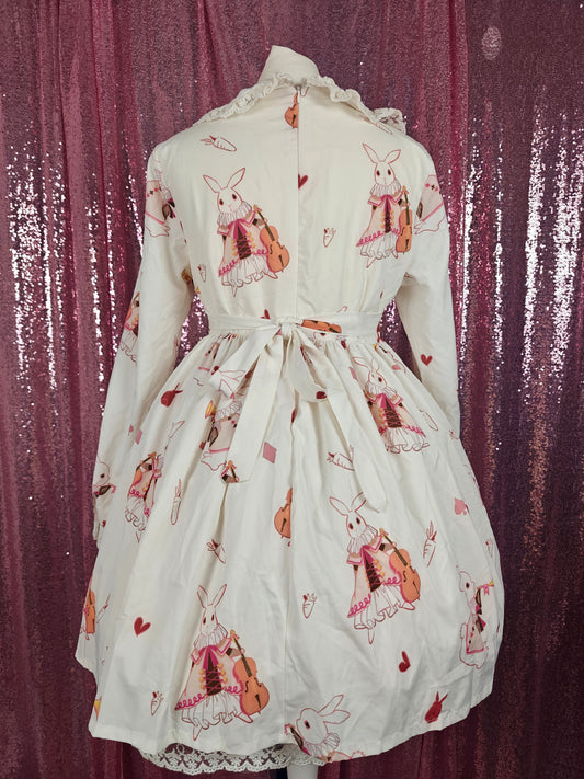 Unbranded white rabbit print OP dress size S-M
